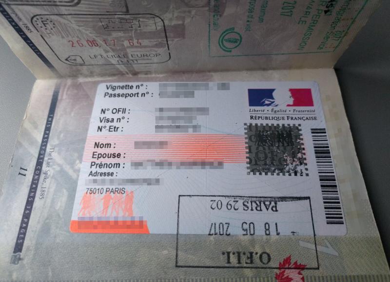Frech Visa OFII stamp