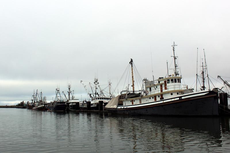 Fishing boats in Steveston Village in Richmond British Columbia. December 2017